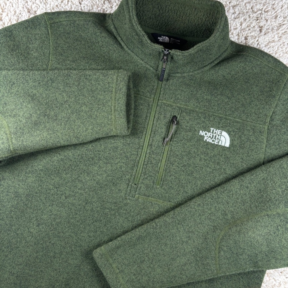 The‎ North Face Gordon Lyons 1/4 Zip Fleece Mens M Green Sweater Knit Pullover
